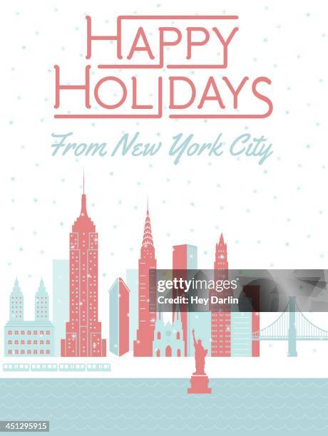 bildbanksillustrationer, clip art samt tecknat material och ikoner med happy holidays from new york city - hängbro