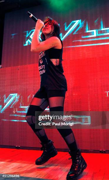 Yasmine Yousaf of Krewella performs at The Global Poverty Project's "THANK YOU FESTIVAL" at Merriweather Post Pavillion on June 26, 2014 in Columbia,...