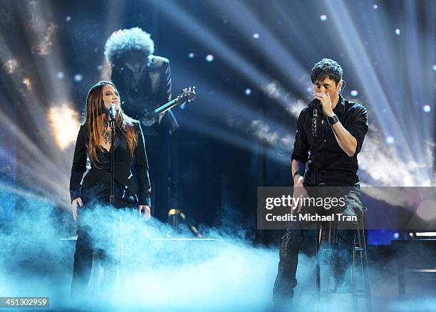 India Martinez and Enrique Iglesias peform onstage during the 14th Annual Latin GRAMMY Awards held at Mandalay Bay Resort and Casino on November 21,...