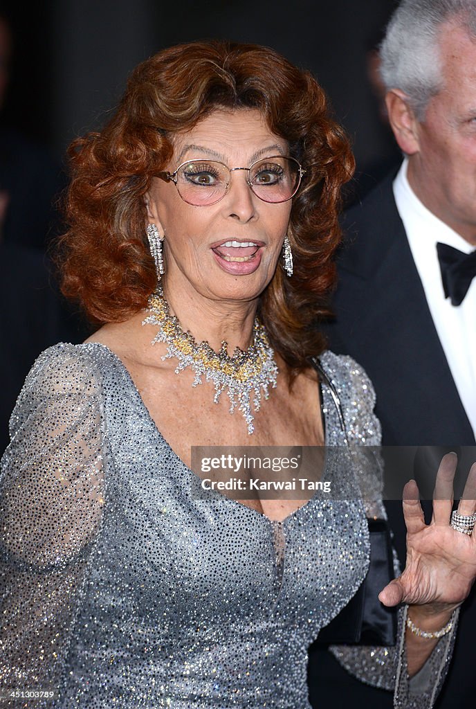 Sophia Loren arrives for Pirelli's 50th anniversary Gala dinner held ...