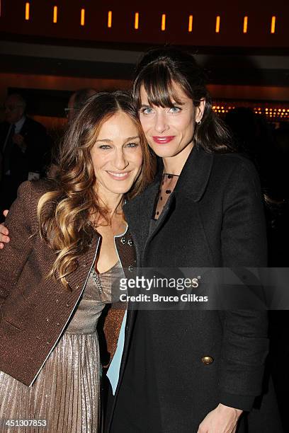 Sarah Jessica Parker and Amanda Peet attend the opening night after party for "The Commons Of Pensacola" at Brasserie 8 1/2 on November 21, 2013 in...