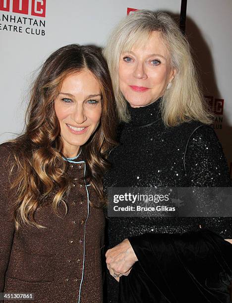 Sarah Jessica Parker and Blythe Danner attend the opening night after party for "The Commons Of Pensacola" at Brasserie 8 1/2 on November 21, 2013 in...