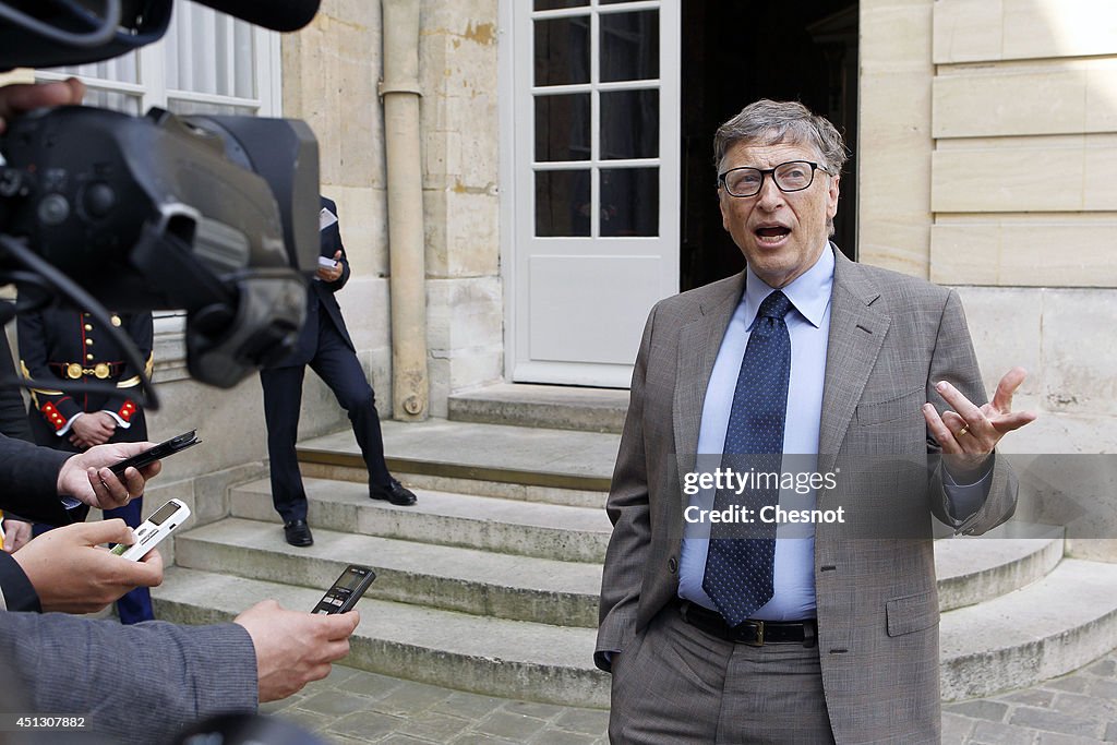 French Prime Minister Manuel Valls Receives Bill Gates At Hotel Matignon