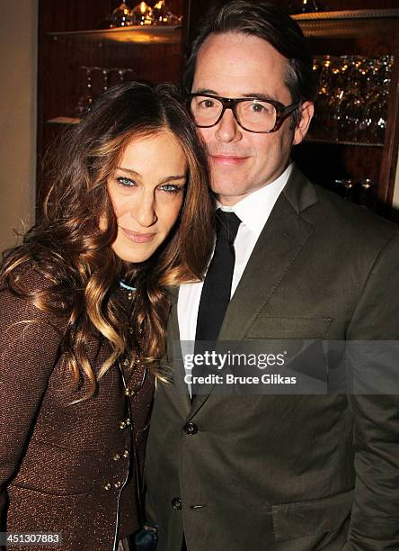 Sarah Jessica Parker and Matthew Broderick attends the opening night after party for "The Commons Of Pensacola" at Brasserie 8 1/2 on November 21,...