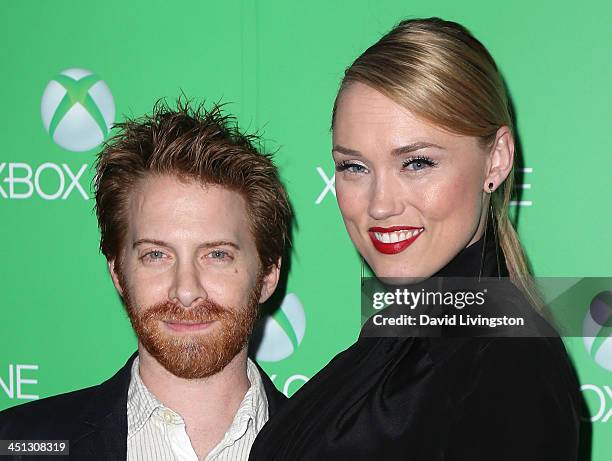 Actor Seth Green and wife actress Clare Grant attend the Xbox One LA Launch Party at Milk Studios on November 21, 2013 in Hollywood, California.