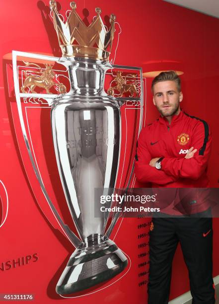 Manchester United unveils new signing Luke Shaw at the AON Training Complex on June 27, 2014 in Manchester, England.