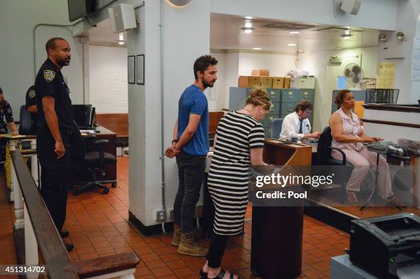 Shia LaBeouf , is arraigned in Midtown Community Court, on June 27, 2014 in New York City. The actor is charged with harrassment, disorderly conduct...