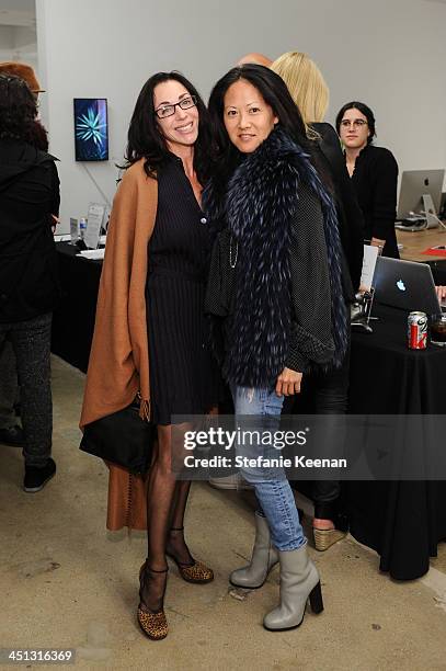 Leslie Fram and Julie Miyoshi attend The Rema Hort Mann Foundation LA Artist Initiative Benefit Auction on November 21, 2013 in Los Angeles,...