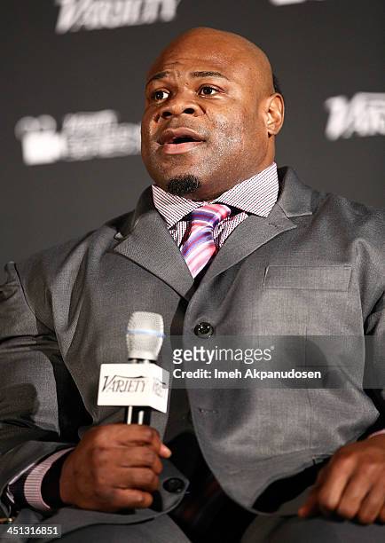 Professional bodybuilder Kai Greene speaks during a Q&A at the 2013 Variety Screening Series presentation of Vladar Co.'s Feature Documentary...