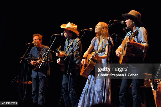 John Paul Jones, Dave Rawlings, Gillian Welch, and Willie Watson of Dave Rawlings Machine performs in concert at The Brown Theatre on June 26, 2014...