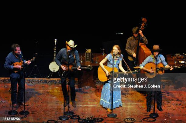 John Paul Jones, Dave Rawlings, Gillian Welch, Willie Watson, and Paul Kowert of Dave Rawlings Machine performs in concert at The Brown Theatre on...
