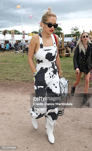 Rita Ora attends Day 1 of the Glastonbury Festival at Worthy Farm on June 27, 2014 in Glastonbury, England.