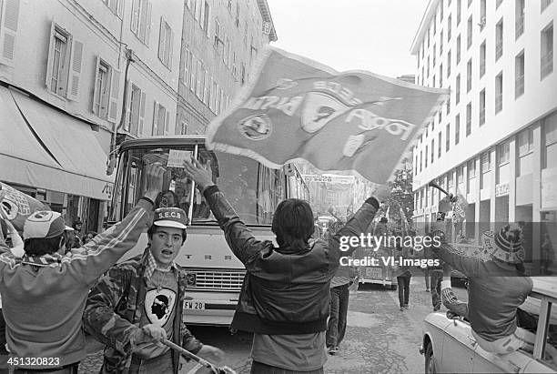 Supporters of Bastia during the Europa Cup 3 final between Bastia and PSV on may 26, 1978 at the Furiani stadium in Bastia, France