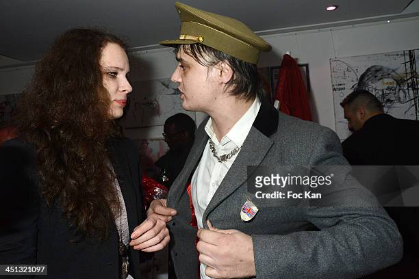 Katia and Pete Doherty attend the 'Flags From The Old Regime' : Pete Doherty and Alize Meurisse Paintings Exhibition Preview At Espace Djam on...