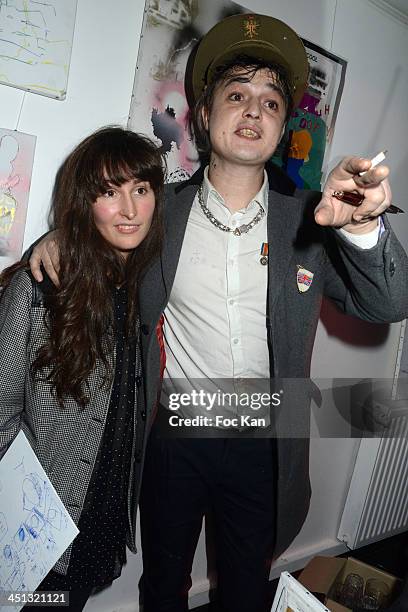 Painters Alize Meurisse and Pete Doherty attend the 'Flags From The Old Regime' : Pete Doherty and Alize Meurisse Paintings Exhibition Preview At...