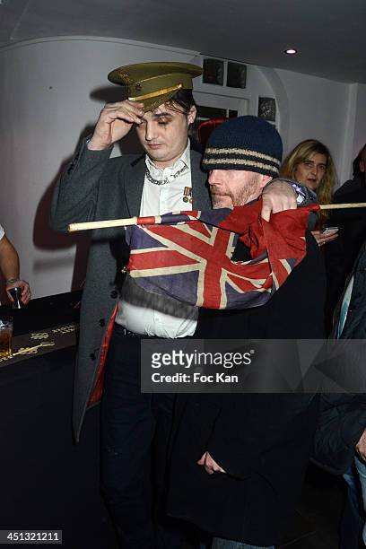 Pete Doherty and Franck Knight attend the 'Flags From The Old Regime' : Pete Doherty and Alize Meurisse Paintings Exhibition Preview At Espace Djam...