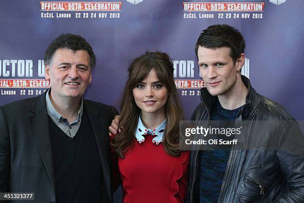 Actors Matt Smith , who plays 'Doctor Who', and Jenna Coleman, who plays 'Clara Oswald', in the science fiction series 'Doctor Who' pose for a...