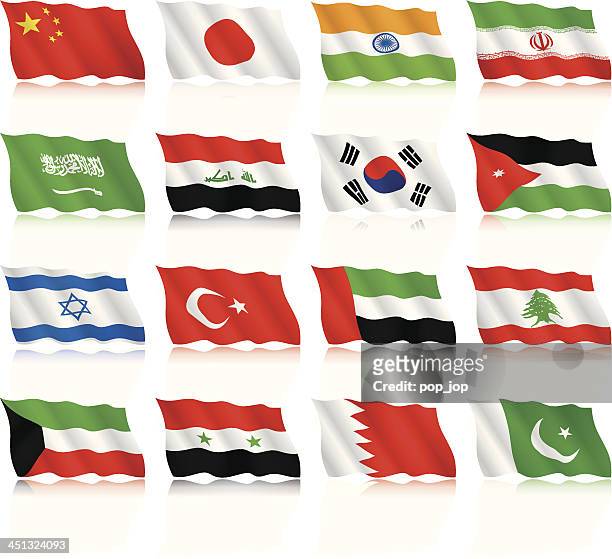 waving flags collection – asien - bahrain stock-grafiken, -clipart, -cartoons und -symbole