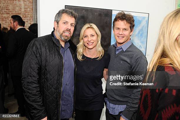 David Pusher, Sarah Berger and Adam Viesk attend The Rema Hort Mann Foundation LA Artist Initiative Benefit Auction on November 21, 2013 in Los...