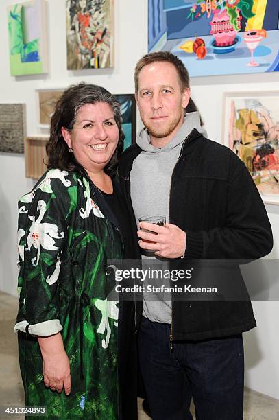 Shirley Morales and Phil Wanger attend The Rema Hort Mann Foundation LA Artist Initiative Benefit Auction on November 21, 2013 in Los Angeles,...