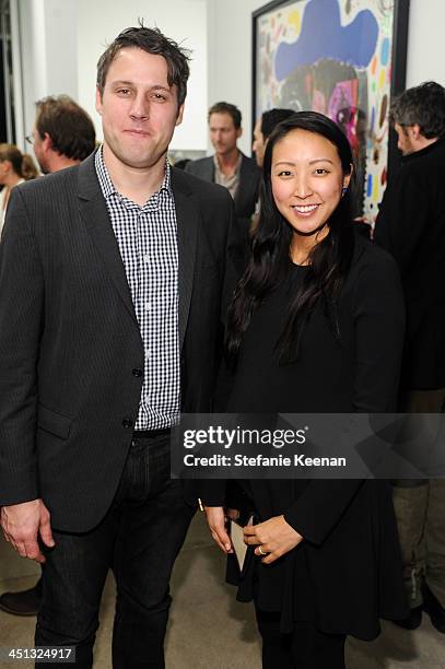 Tim Fleming and Esther Kim Varet attend The Rema Hort Mann Foundation LA Artist Initiative Benefit Auction on November 21, 2013 in Los Angeles,...