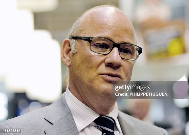 French Arnaud Mulliez, CEO of Auchan France, a branch of the French international retail group Auchan, speaks during a visit in one of the group'...