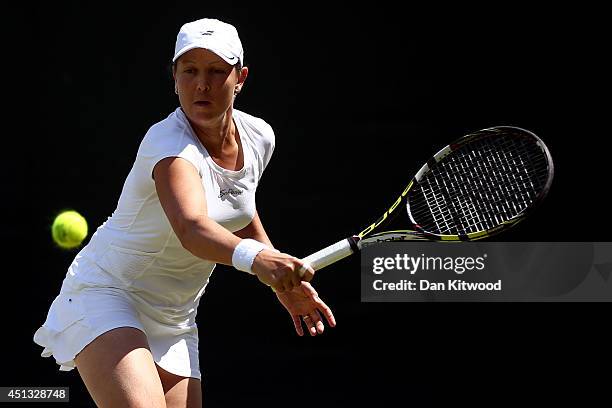 Liezel Huber of the United States during her Ladies' Doubles second round match with Lisa Raymond against Shuko Aoyama of Japan and Renata Voracova...