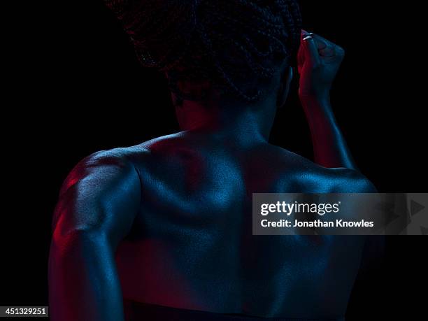 femel athlete, running, rare view, close-up - runstudio stock pictures, royalty-free photos & images