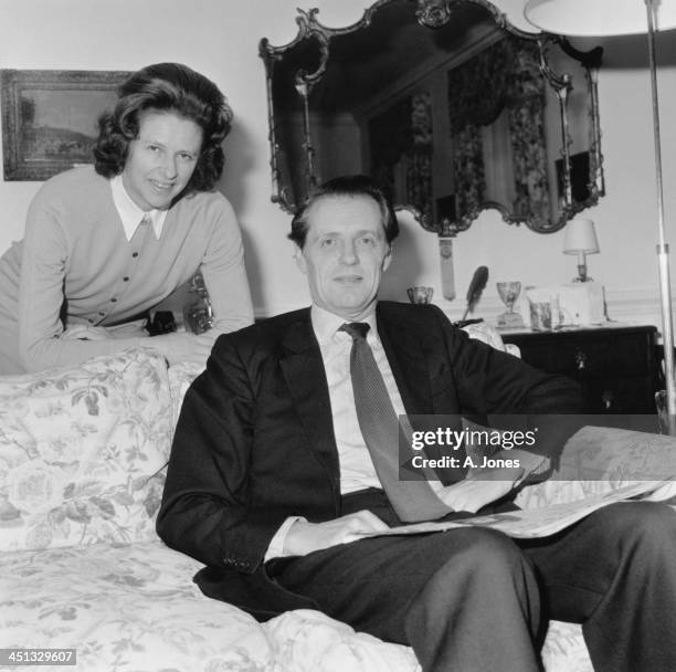 Conservative politician Ian Gilmour and his wife Lady Caroline Margaret Montagu-Douglas-Scott at their home in Isleworth, London, 10th January 1974.