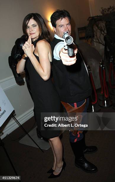 Actress Betsy Brandt and cosplayer Brian Sikoff as han Solo from "Star Wars" attend the After Party for the 40th Annual Saturn Awards held at on June...