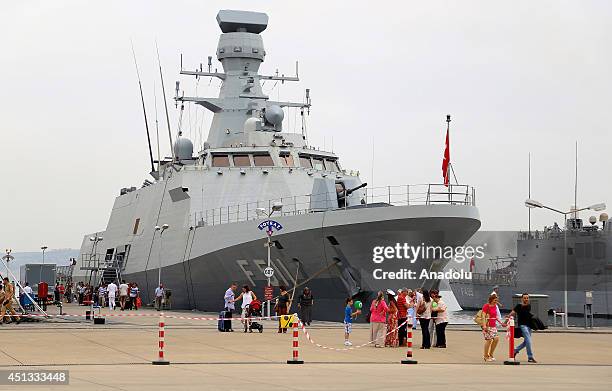Members of the Turkish Maritime Task Group Barbaros are welcomed upon their arrival at Golcuk Naval Base in Kocaeli, Turkey on June 27, 2014. Turkish...