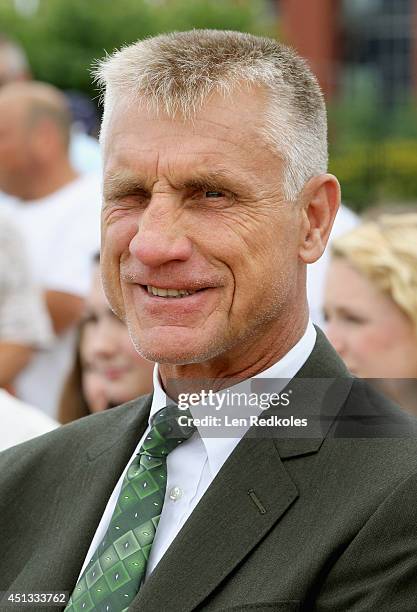 Philadelphia Flyers president Paul Holmgren attends the NHL Green Legacy Tree Planting press conference as part of the 2014 NHL Entry Draft at...