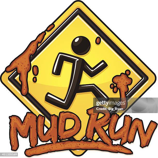 stockillustraties, clipart, cartoons en iconen met mud run - mud run