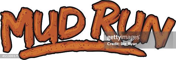 stockillustraties, clipart, cartoons en iconen met mud run text - mud run