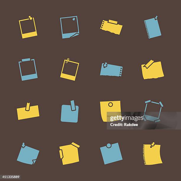 post-it and polaroid photo icons - color series | eps10 - poloroid camera vector stock illustrations