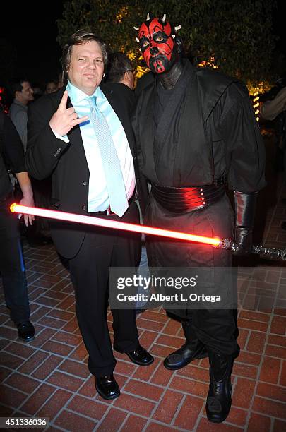 Makeup artist Patrick Baxter and darth Maul of Dark Side Riders attend the After Party for the 40th Annual Saturn Awards held at on June 26, 2014 in...