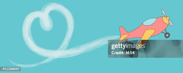 heart shaped vapor trail - model airplane stock illustrations