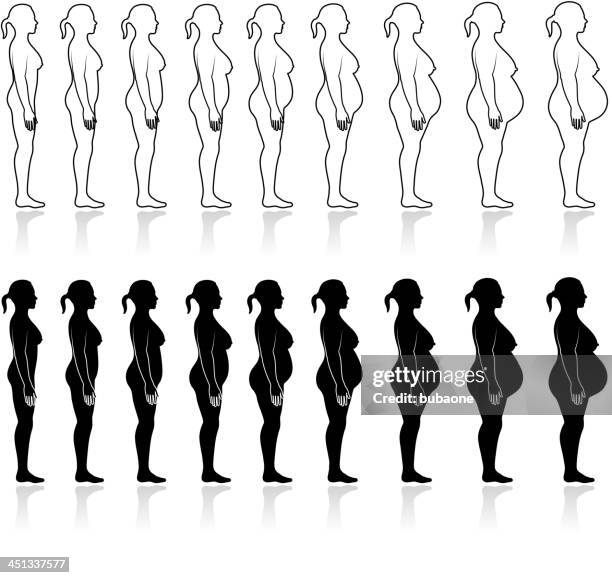 human pregnancy development black & white vector icon set - artificial insemination stock illustrations