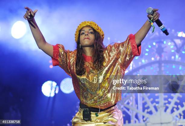 Headlines the West Holts stage on Day 1 of the Glastonbury Festival at Worthy Farm on June 27, 2014 in Glastonbury, England.