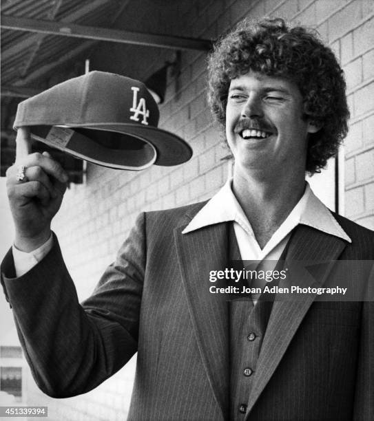 Rick Sutcliffe of the Los Angeles Dodgers wins National League Rookie of the Year in 1979 in Los Angeles, California.