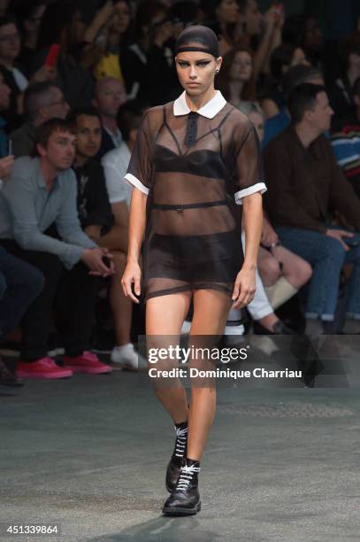 Model Adriana Lima walks the runway during the Givenchy show as part of the Paris Fashion Week Menswear Spring/Summer 2015 on June 27, 2014 in Paris,...