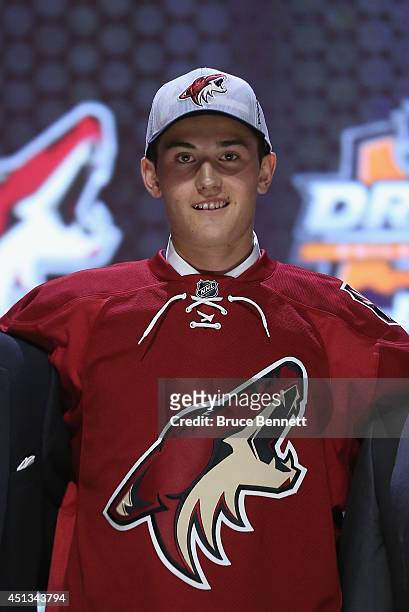 Brendan Perlini is selected twelfth by the Arizona Coyotes in the first round of the 2014 NHL Draft at the Wells Fargo Center on June 27, 2014 in...