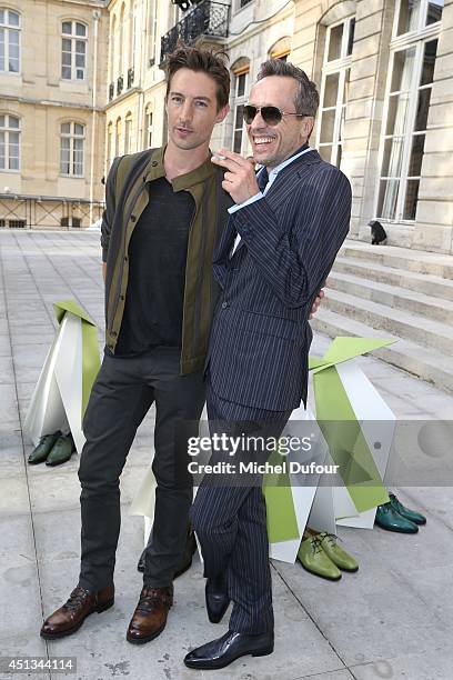 Benn Northover and Michael Wincott attend the Berluti show as part of the Paris Fashion Week Menswear Spring/Summer 2015 on June 27, 2014 in Paris,...