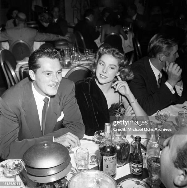 Conrad Hilton, Jr with Betsy von Furstenberg at dinner at the Cocoanut Grove in Los Angeles, California.