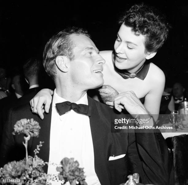 Actor Charlton Heston with wife Lydia attend the Directors Guild Dinner party in Los Angeles, California.