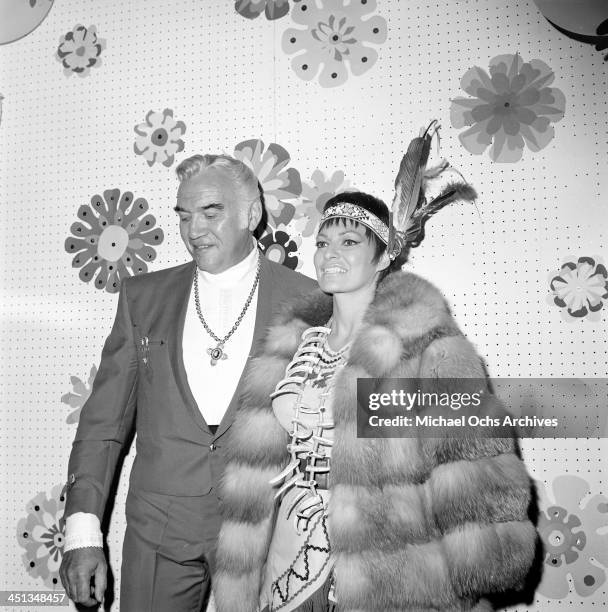 Actor Lorne Greene and his wife Nancy Deale attend a party in Los Angeles, California.