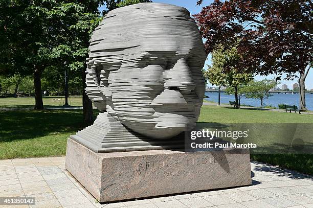 General view of the Memorial to former Boston Pops Conductor Arthur Fiedler on the Charles River on June 27, 2014 in Boston.