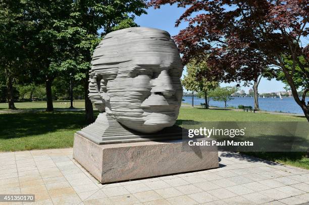 General view of the Memorial to former Boston Pops Conductor Arthur Fiedler on the Charles River on June 27, 2014 in Boston.