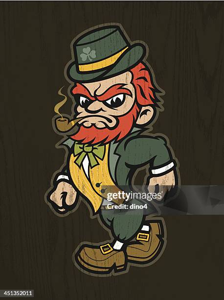 bildbanksillustrationer, clip art samt tecknat material och ikoner med irish fighting leprechaun mascot - leprechaun