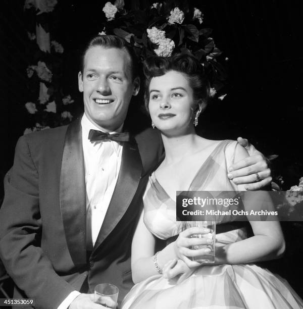 Actress Audrey Dalton with husband Jim Brown attend a wedding in Los Angeles, California.